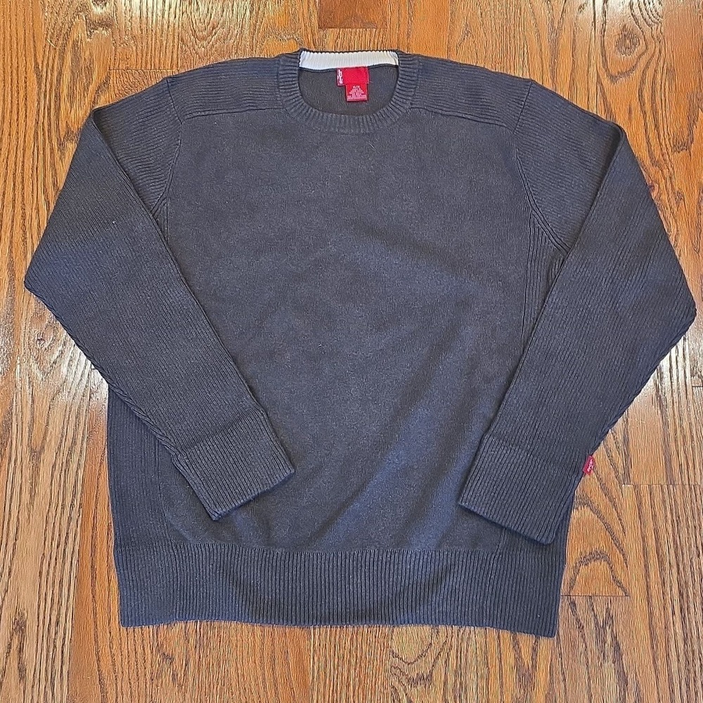 Levi's Men's Ribbed Knit Crewneck Cotton Sweater Gray